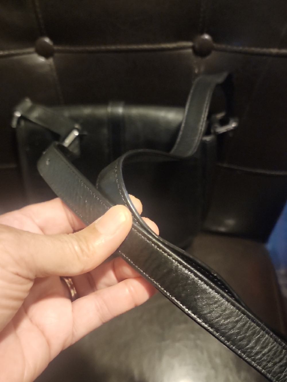 Michael Kors Black Leather Messenger Crossbody with Silver Tone Accent - Picture 4 of 7